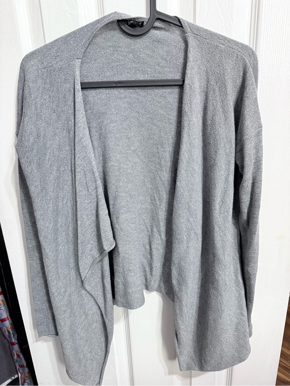 Gray Open-Front Women's Cardigan Sweater